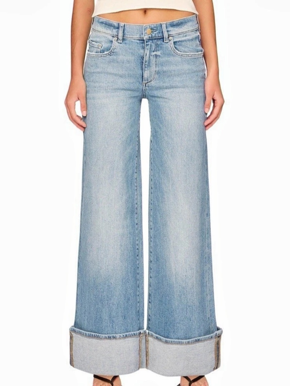 DL1961 Hepburn Low Rise Wide Leg Jeans Cuffed